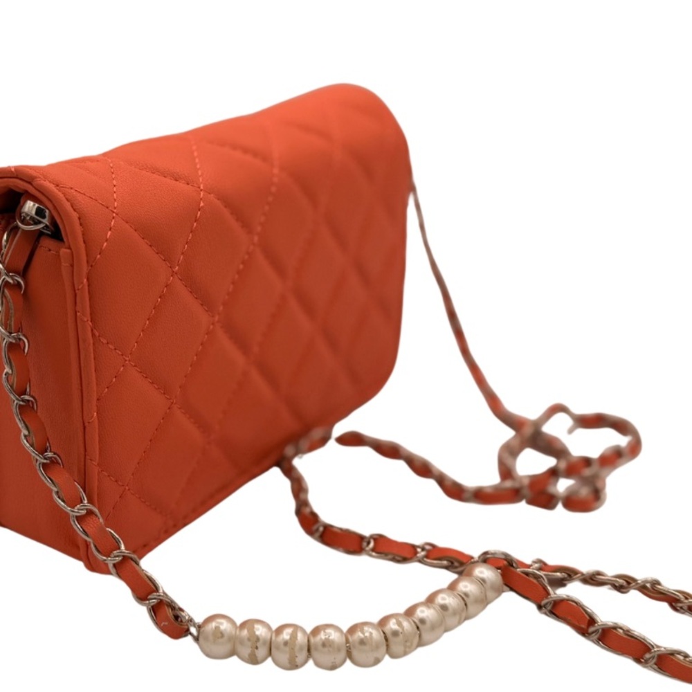 Badgley Mischka Orange Quilted Crossbody Bag - Picture 4 of 7